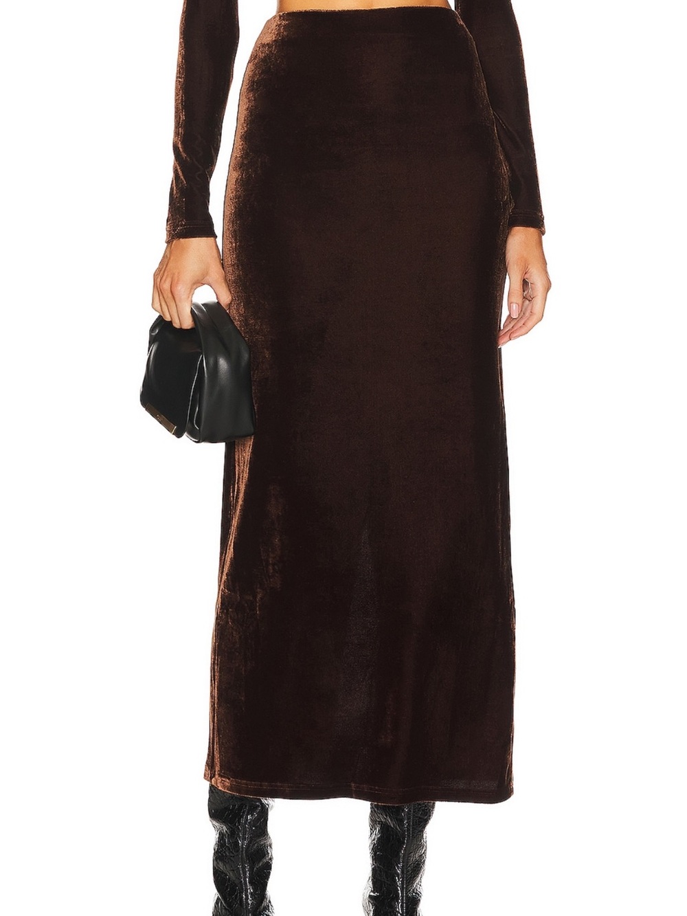 House of Harlow 1960 Brown Velvet Maxi Skirt